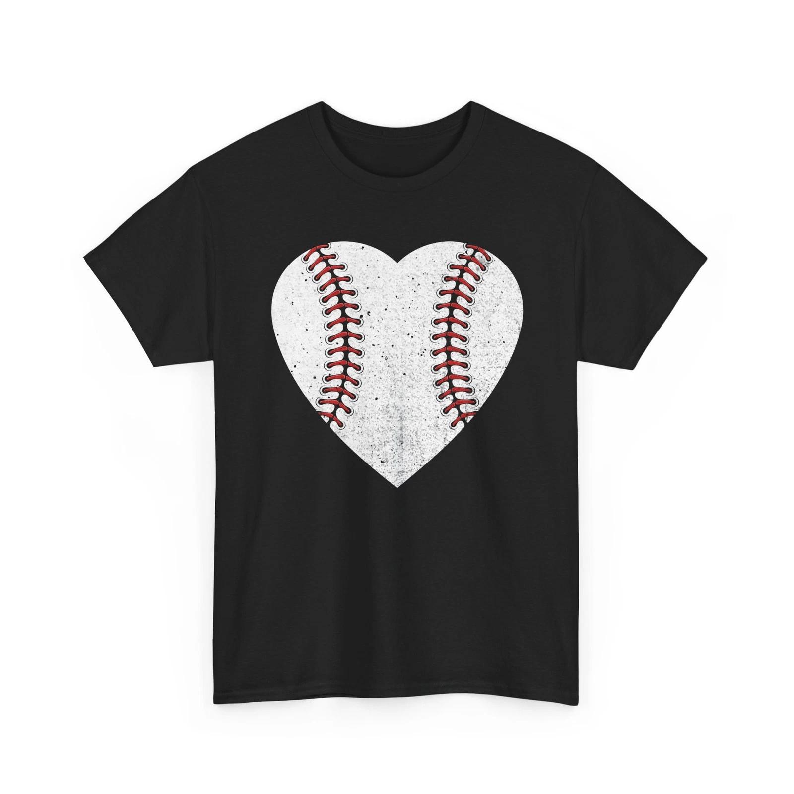Baseball Heart T-Shirt, Baseball Lovers Sports Baseball Players Shirt 4XL