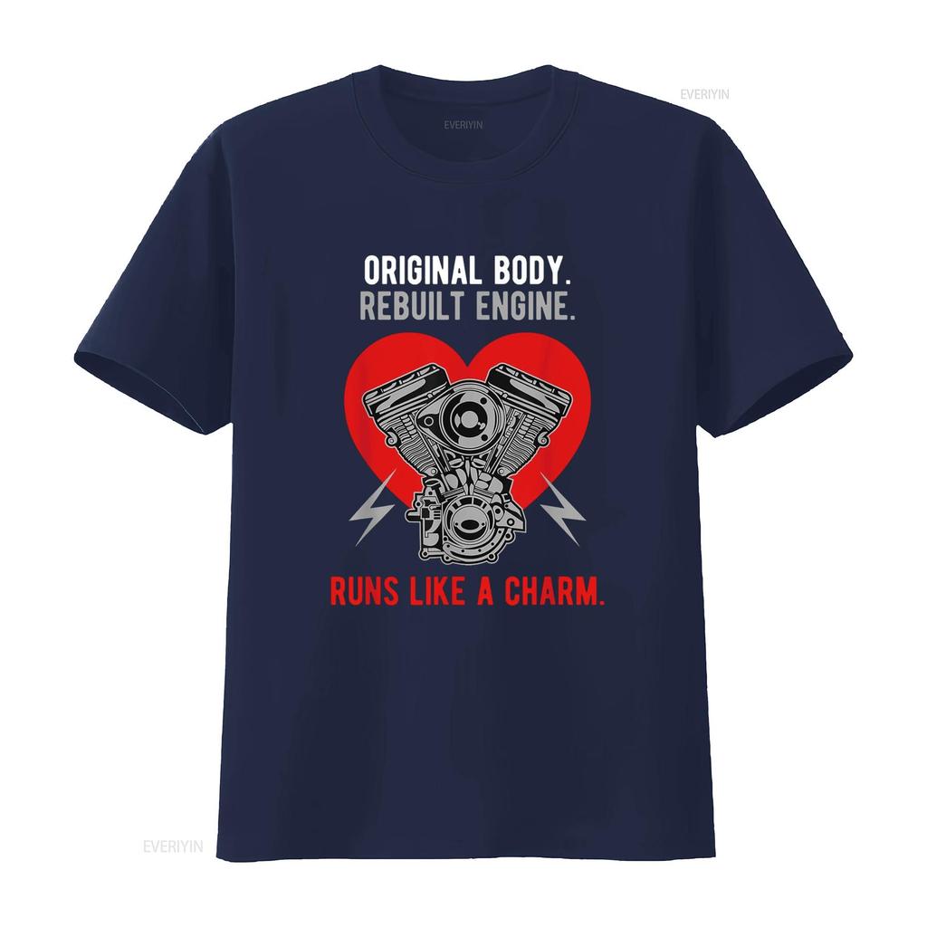 Original Body Rebuilt Engine Runs Like A Charm T Shirt Vintage Washed Versatile Slightly Top For Everyday Wear Graphic
