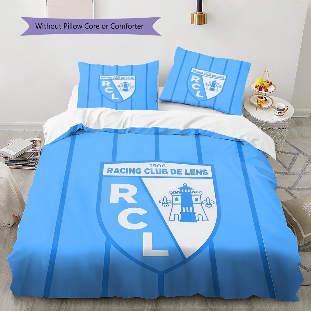 Racing Club De Lens Pattern Bedding Quilt Set Home Decoration Gift (1 * Duvet Cover + 2 * Pillowcase Without Core)