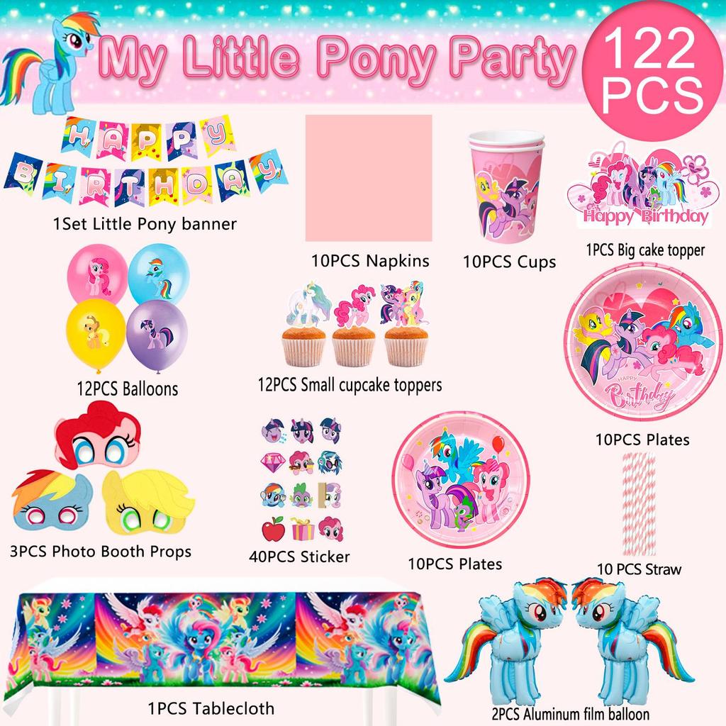 Birthday Party Supplies,164pcs Party Decorations&Tableware Set- Balloons Cake Toppers Table Cloth Plates Napkins Etc Party Supplies