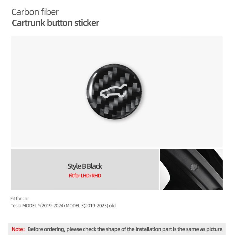 For Tesla 2019- Model 3 Highland 2026 Model Y Juniper Carbon Fiber Rear Trunk Switch Button Trim Sticker Car Interior Accessory