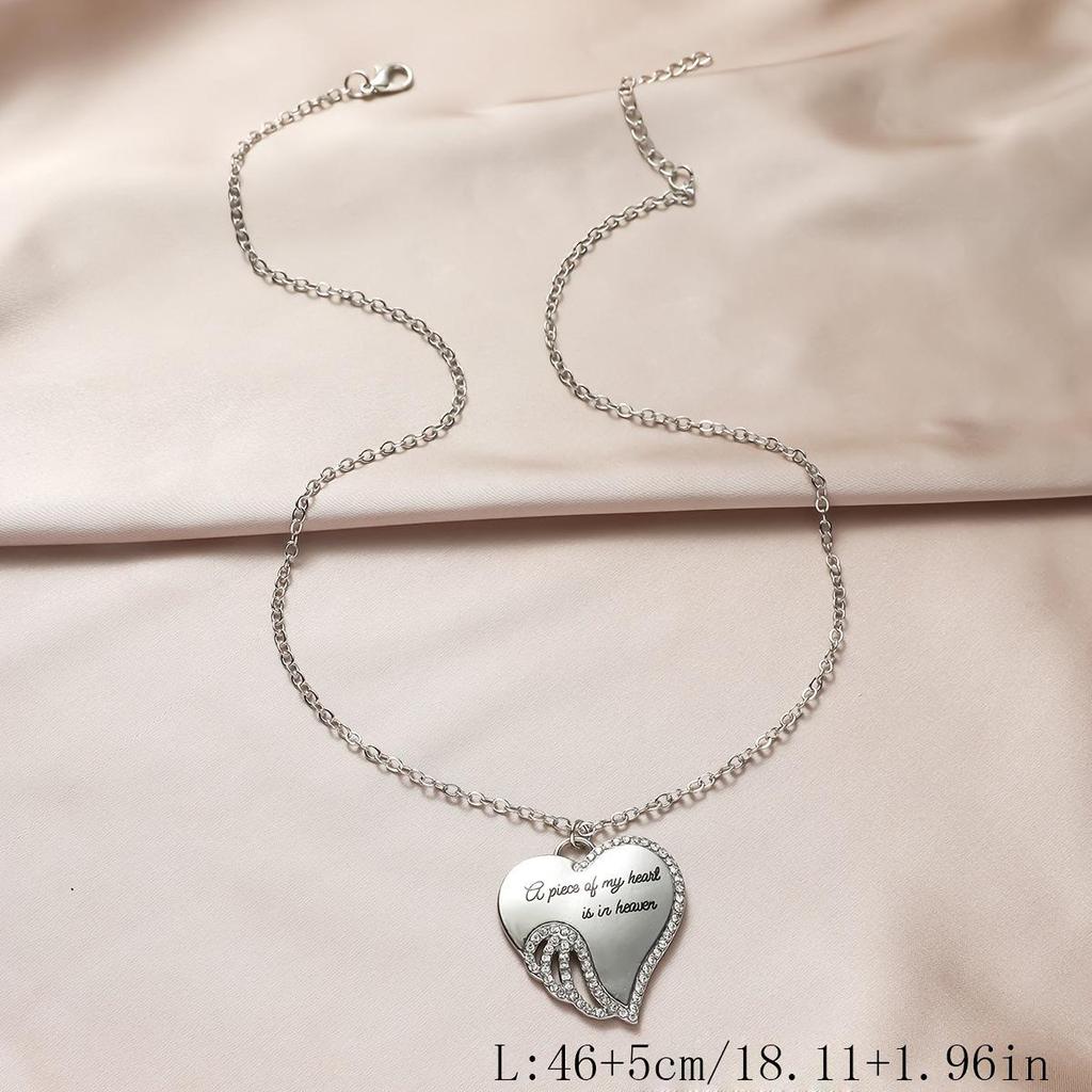 Chic Rhinestone Heart Slogan Necklace