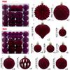 48PCS Durable Plastic Flocked Christmas Ball 4/6/8cm Suspensable Christmas Tree Balls 7 Colors Xmas Ornament Ball Home