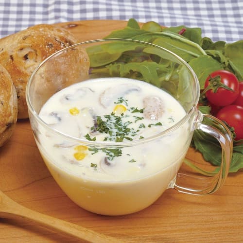 HARIO Glass Range Soup Cup for Microwave White Practical Capacity 300ml Made In Japan Side Dishes Cream Soup Handmade XSC-1-W