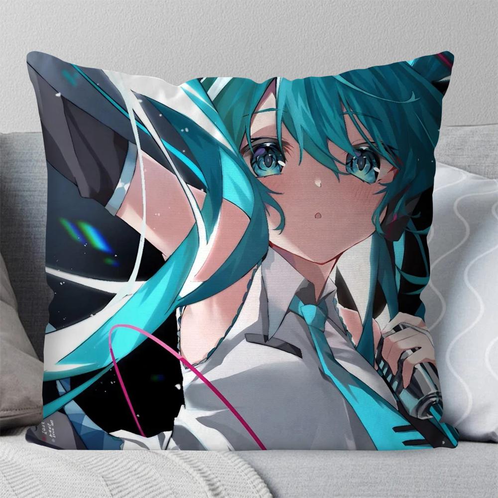 H-Hatsune M-Miku Singer Anime Pillow Case Square Pillow BedroomSofaLeisure Comfort Cushion Car Living Room Home Decoration 40X40
