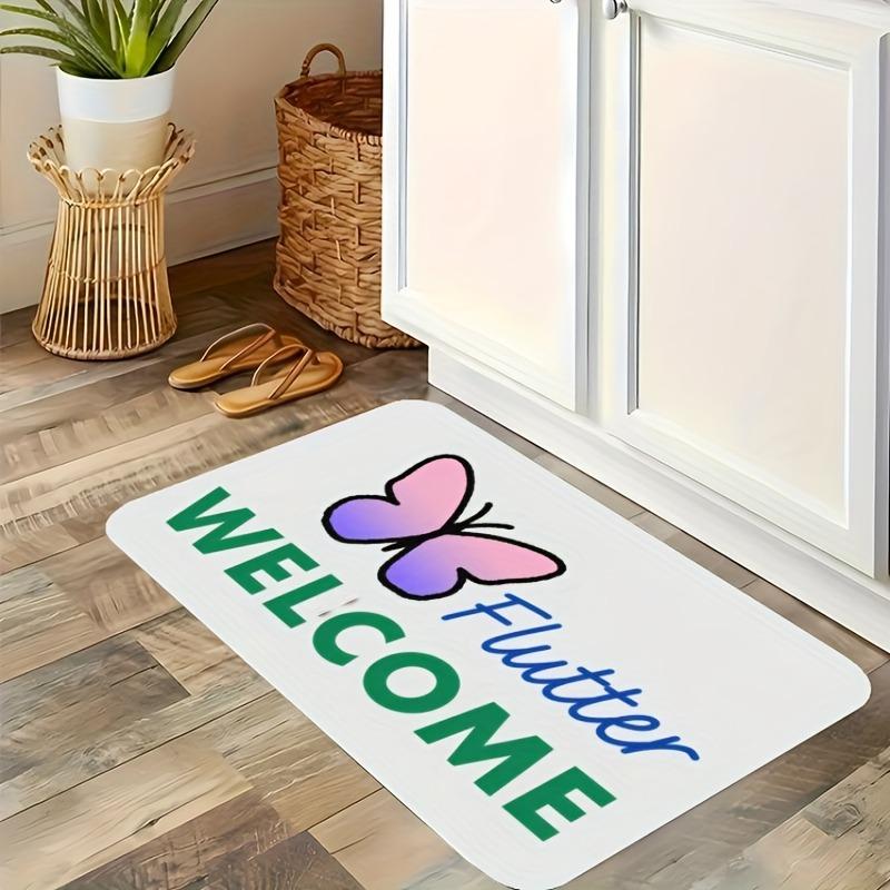 

1 шт. Кухонный коврик с рисунком «Добро пожаловать», Нескользящий придверный коврик, Поп-дизайн, Коврик для ванной, Ковер для дома, Декор для раковины, Прачечной 400MMx600MM