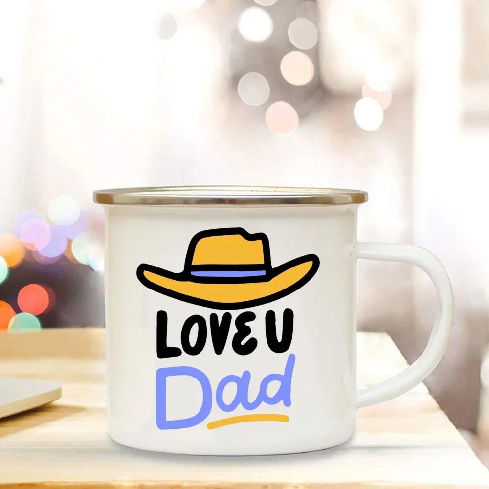 Drinks Water Cup Best Dad Ever Enamel Coffee Mugs Bonfire Party Drink Beer Wine Juice Mug Dessert Cocoa Milk Handle Cup