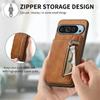 Funda con ranura para tarjeta y cremallera para Google Pixel 9 Pro 8A 7A 7 Pro, funda protectora de cuero magnética a prueba de golpes para teléfono