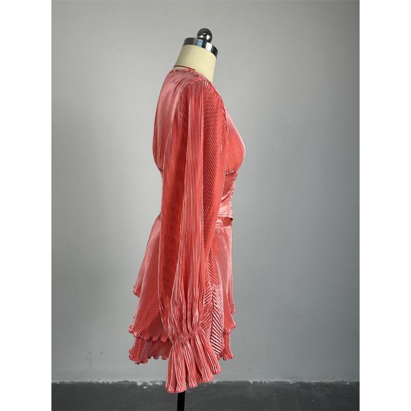 Frühling Herbst Damen Temperament V-Ausschnitt Trompetenärmel Kurzes Oberteil Halbkörperrock Freizeitanzug