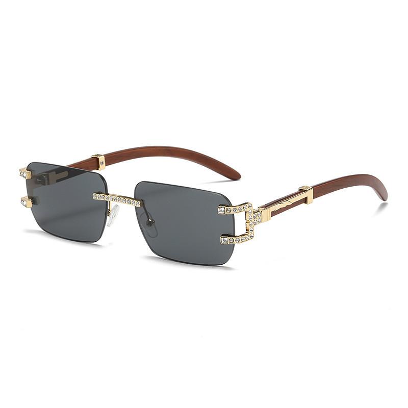 New Frameless Small Square Sunglasses With Rhinestone Accents For Fashionable Street Style