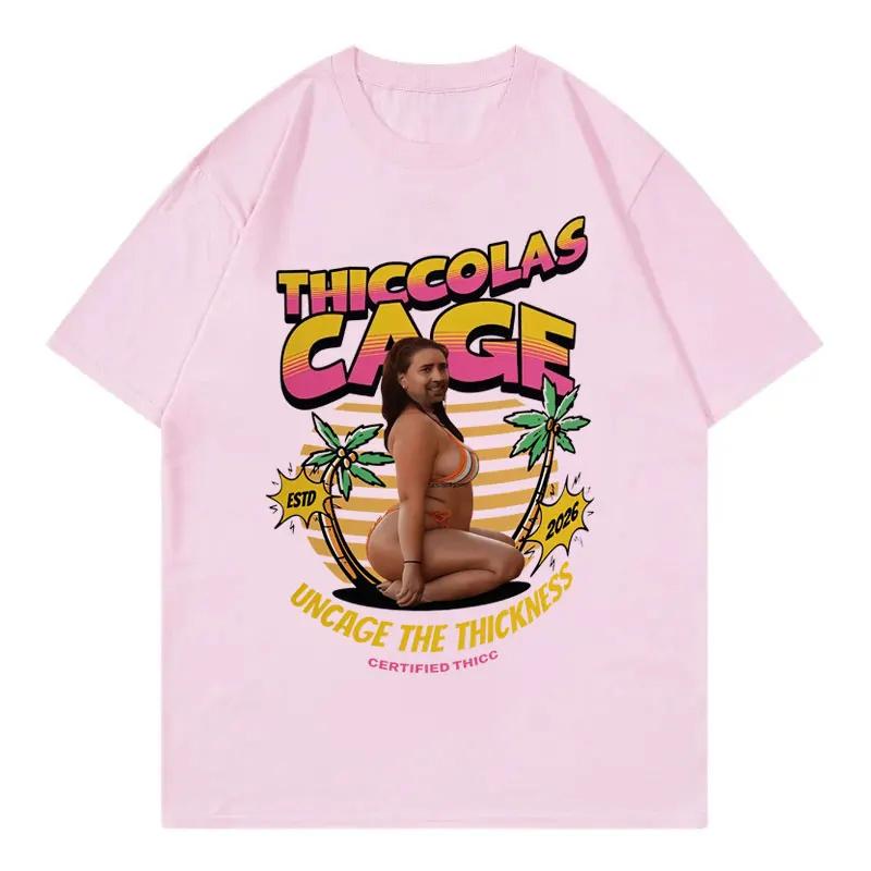 Thiccolas Cage Funny Meme Tshirt Men Women Clothing Fashion Y2k Oversized Tshirts Summer Casual Cotton Short Sleeve T Shirts
