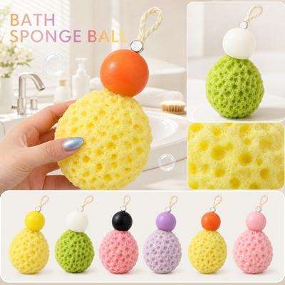 Creative Bath Sponge Shower Pouf with Hanging Rope Soft Textured Exfoliating Mesh Body Scrubber for Home Bathing and Personal Care