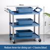 Three-tier Stainless Steel Service Cart: Meal, Food, Beverage, and Dish Collection Trolley for Restaurants and Hotels.