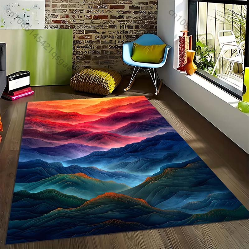 

1PC Colorful Mountains Printed Carpet for Living Room Bedroom Bedside Bathroom Floor Mat Area Rugged Sofa Mat Home Decor 40x60cm
