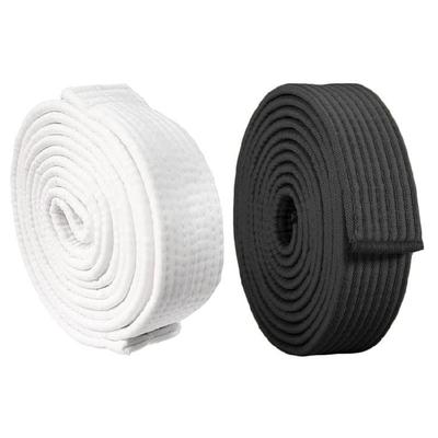 Durability Taekwondo Practice Belt Standardized Black White Polyester Weave for Athletic Performances