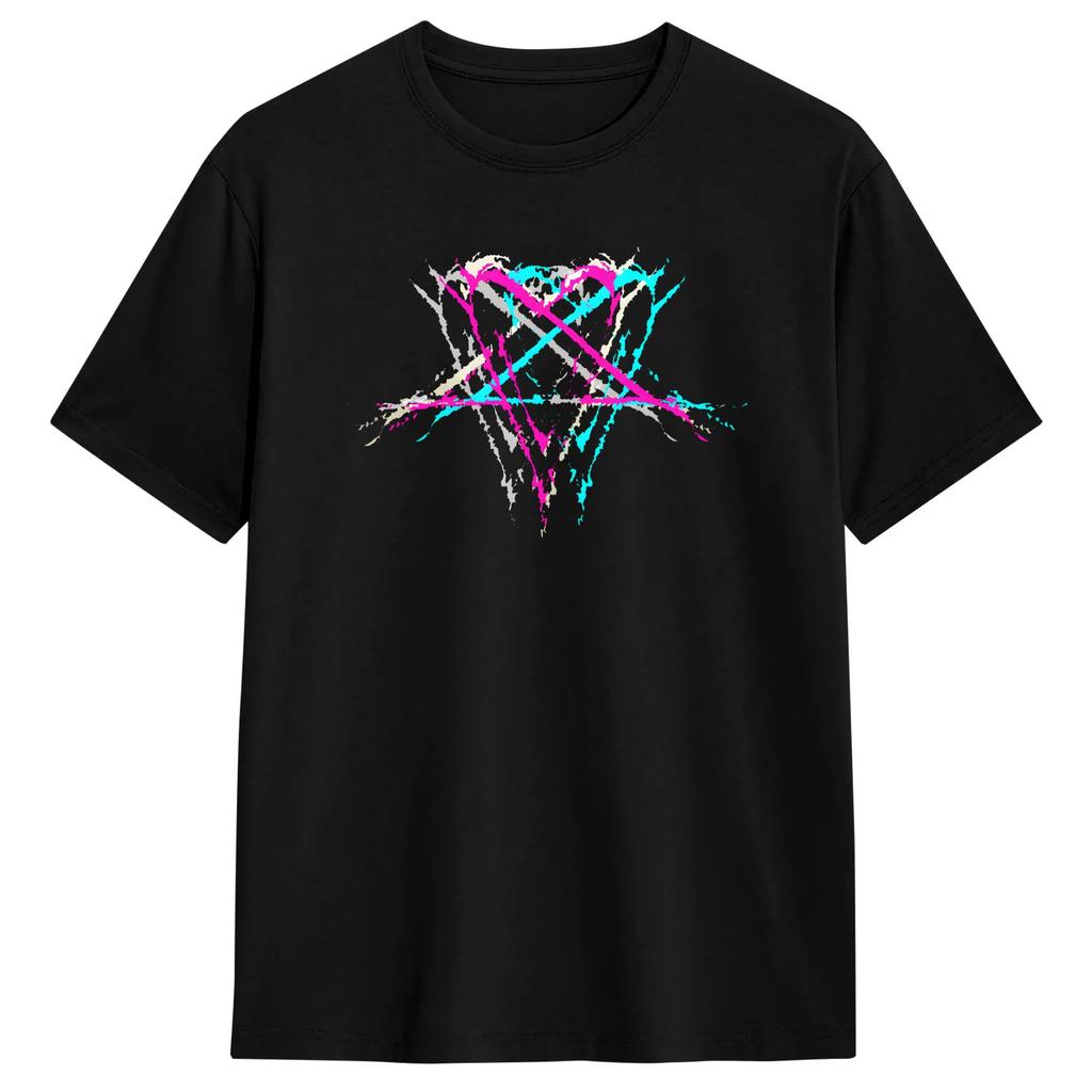 Unisexs Liebe Metallband HIM Heartagram T-Shirts 100% Baumwolle Kleidung Lässiges Kurzarm Rundhals-T-Shirt Grafik-T-Shirts