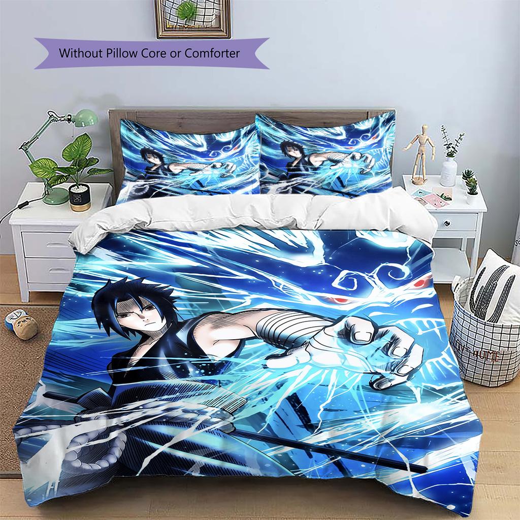 Uchiha Sasuke Anime Bedding Set, Classic Ninja Theme Bedroom Decoration, Collector Home Gift.chl