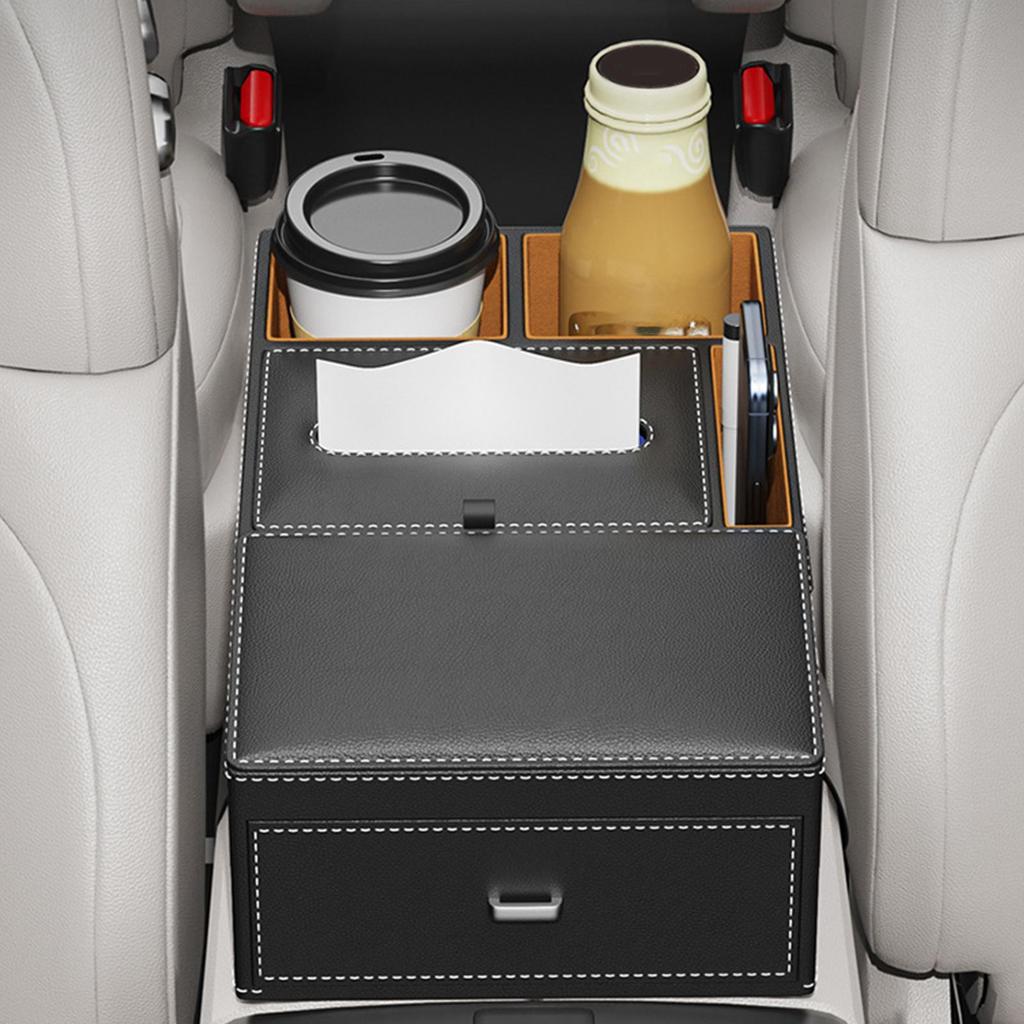 Car Armrest Storage Box Ergonomic Cover Cushion Car Console Organizer With Cup Holder For Automotive Interior Phone Accessories