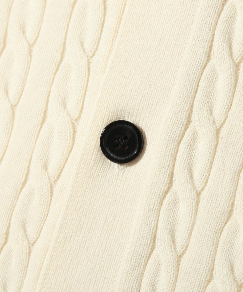 TRILLION Washable Cable Half Sleeve Button-Up Knit (Cream)