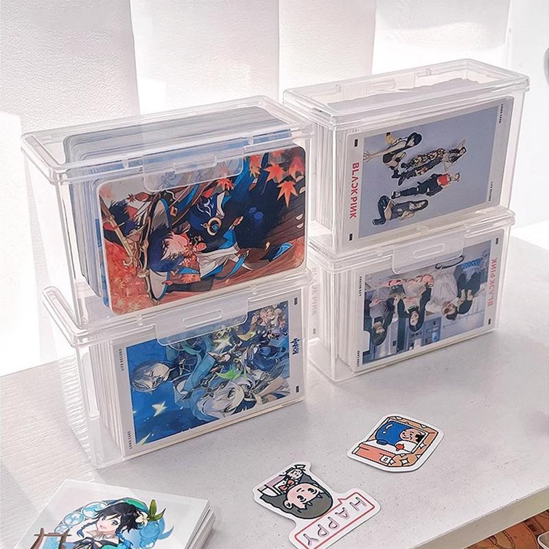 Ins Transparent Plastic Storage Box 3 Inch Photocards Small Card Storage Box Desk Organizer Box Classification Box Stationery