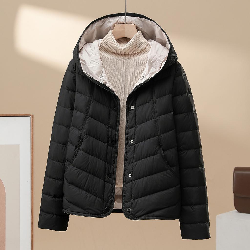 White Duck Down Light Down Jacket Women's Short Winter New Hooded Versatile Small Warm Light Coat