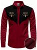 Western Style Long Sleeve Button-Up Shirt with Bull Skull & 9191 Graphic