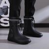 Fashion Rain Boots Waterproof Shoes Men's Tide Medium and Short Boots Wear Fleece Warm Non-slip Rain Shoes Women's Fishing Shoes Glue Shoes