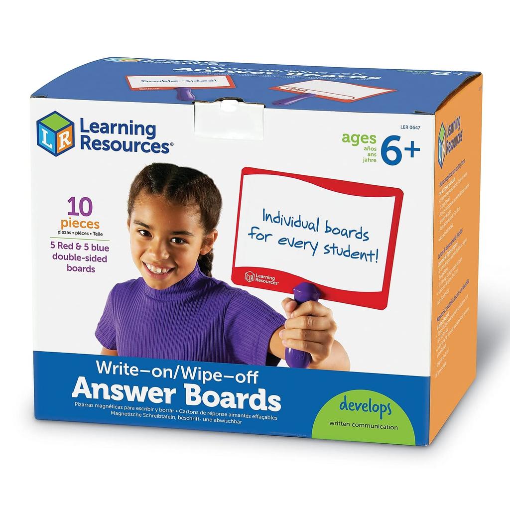 Learning Resources Erasable Answer Boards, Set of 10, LER0647, Authentic