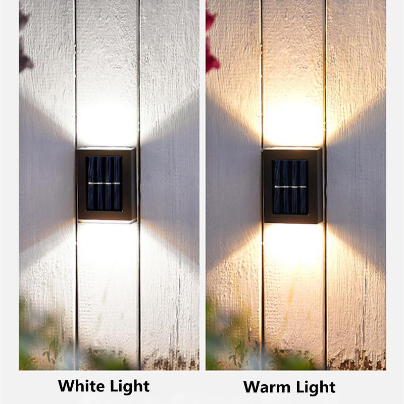 8PCS LED Solar Wall Lamp Outdoor Waterproof Up and Down Lighting Garden Decoration Solar Lights Stairs Fence Sunlight Lamp
