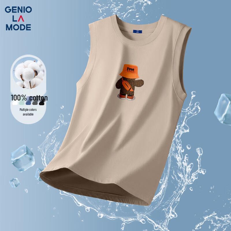 Мужской хлопковый жилет свободного кроя с принтом GENIOLAMODE L