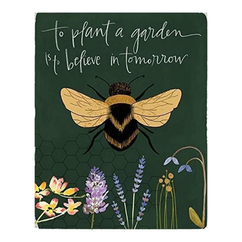 Bee Metal Wall Sign for Home Cafe Bar, Creative Tin Decor 30x20cm
