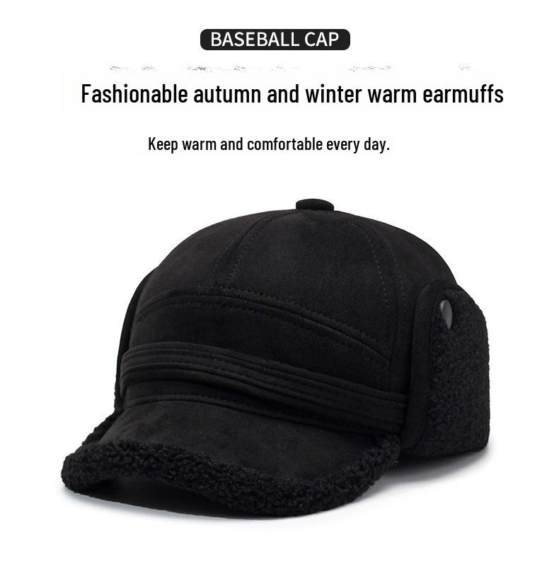 Men's Warm Lei Feng Hat: Velvet, Ear Protection, Outdoor Leisure, for Dad and Elderly, Thickened for Autumn and Winter