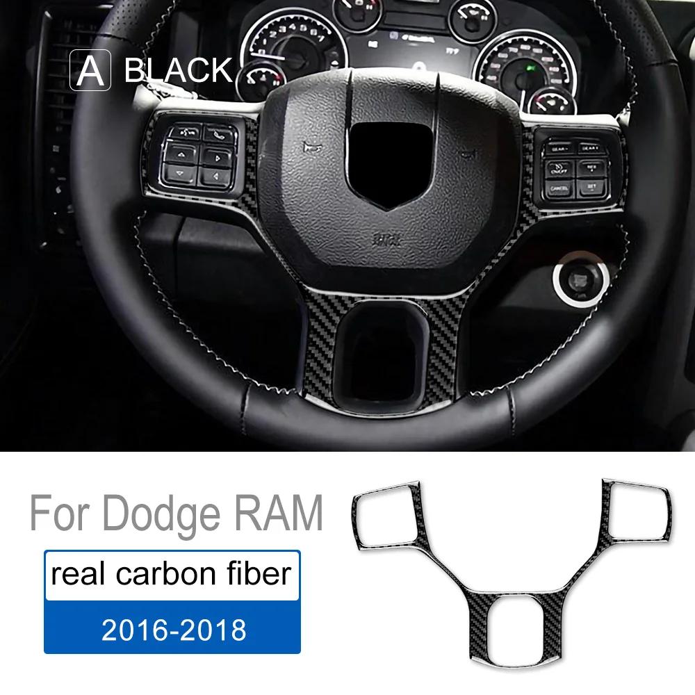 Carbon Fiber Steering Wheel Button Frame Cover for Dodge RAM 2016-2018 Interior Trim