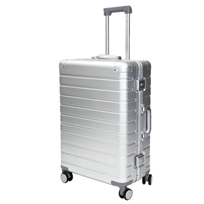 Aluminum Frame Fashion Travel Suitcase, Large Capacity 24-inch with Universal Wheels and Combination Lock.