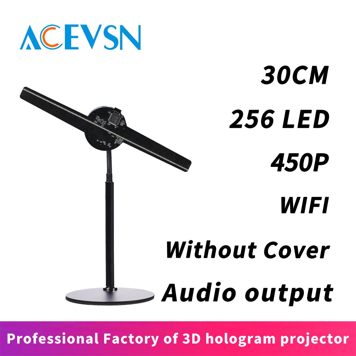 

30CM WIFI 256Pcs Led 3D Hologram Logo Projector Advertising Holographic Fan For Event Rent And Shopping Mall Store Without Cover
