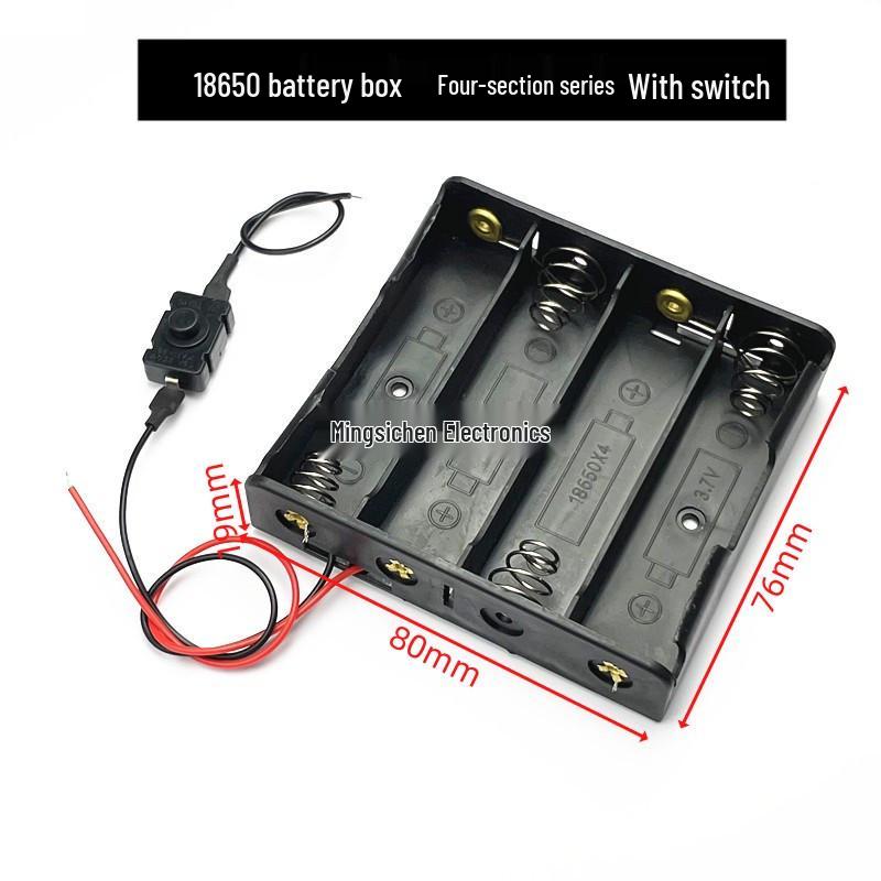 18650 Lithium Battery Holder with Lid and DC Plug - Supports 1 To 4 Cells In Series/Parallel (3.7/7.4V)