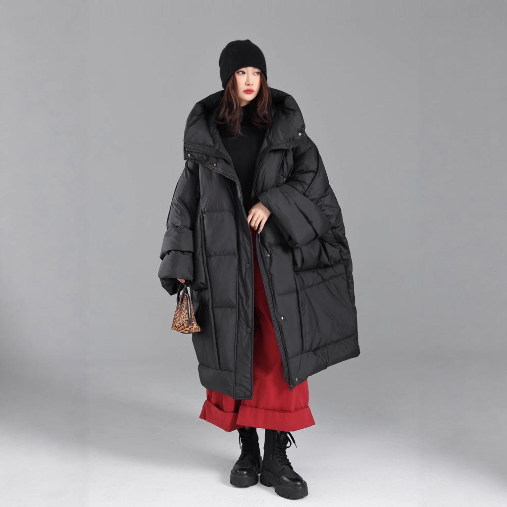 Super size loose thickened white duck down winter new down jacket women's medium and long coat trendy catties can be worn