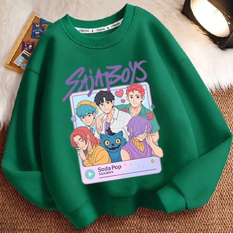 

Children s Fashion KPOP Witch Hunt Group Hoodies for Autumn and Winter, Casual Long-sleeved Round-neck Tops for Boys and Girls 160