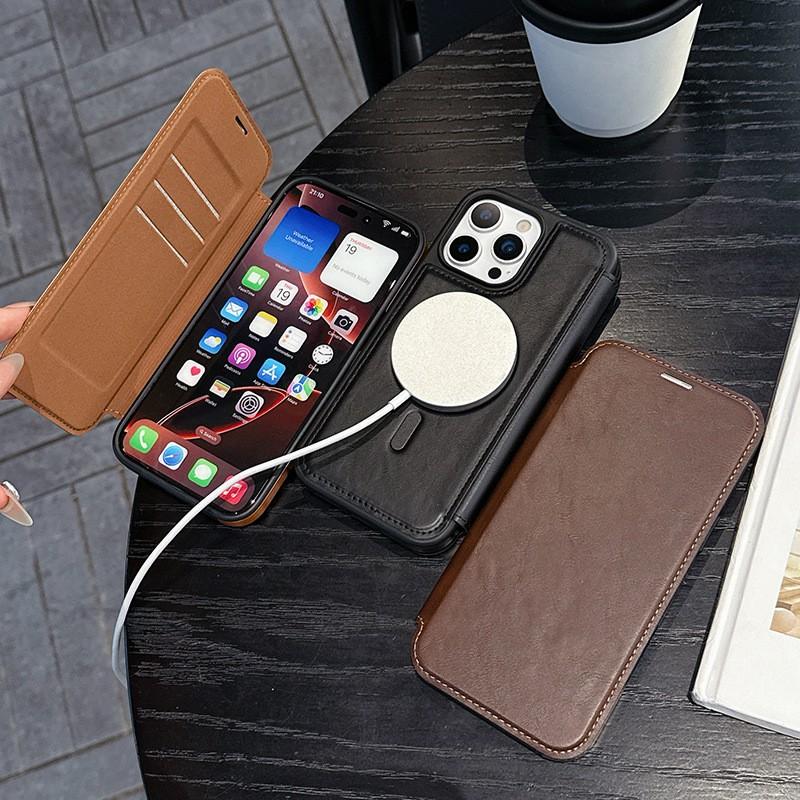 Magnetic Flip Leather Case With Card Slot IPhone 17 16 Pro Max 15 14 Series Business Style Protective Cover