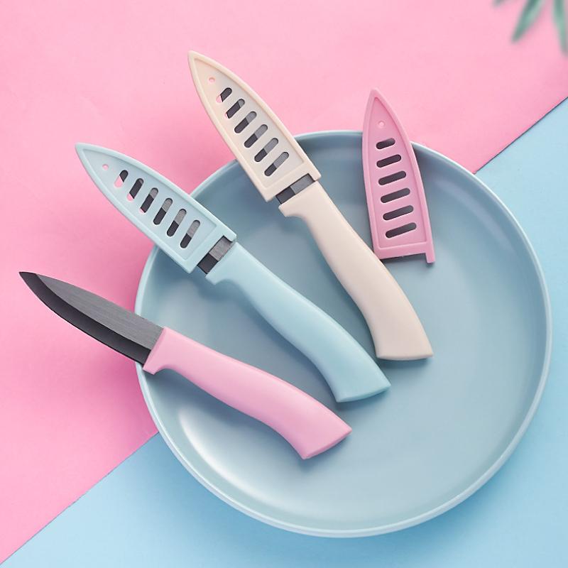 Ceramic Fruit Knife for Kitchen Black Blade Chef Knife with Sheath Utility Slicing Cooking Tool for Vegetable Rustproof Zirconig