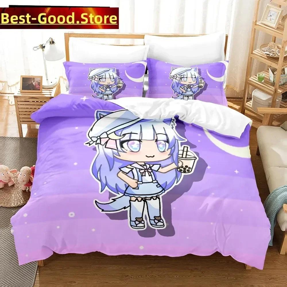 3D Anime Gacha Girl Povlečení s povlakem na polštář Potah na přikrývku Měkké Jednolůžko Dvojlůžko Queen Super King Velikost Domácí textil