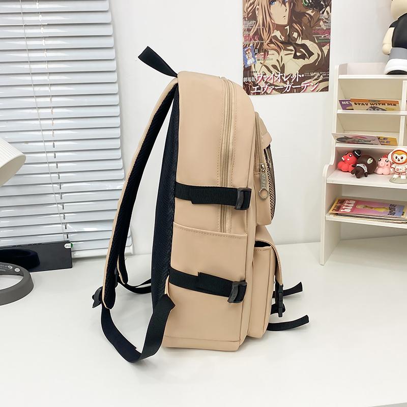 Three-Piece Backpack Set Large Capacity Student Schoolbag Women Solid Color Backpack with Lunch Bag Pen Bag