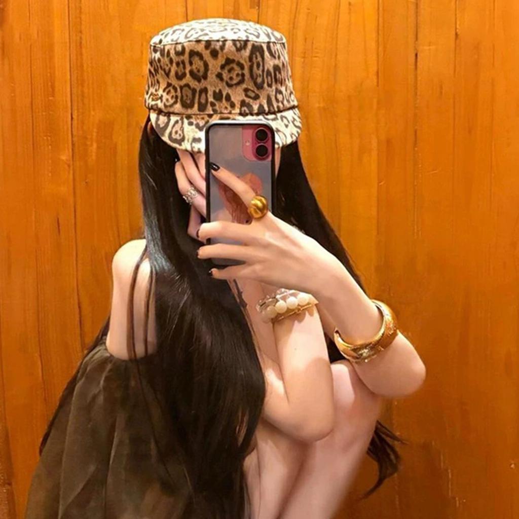 Elastic Stretch Leopard Design Beret Cap Soft Faux Suedes Fashion Winter Accessory For Comfort Outdoors