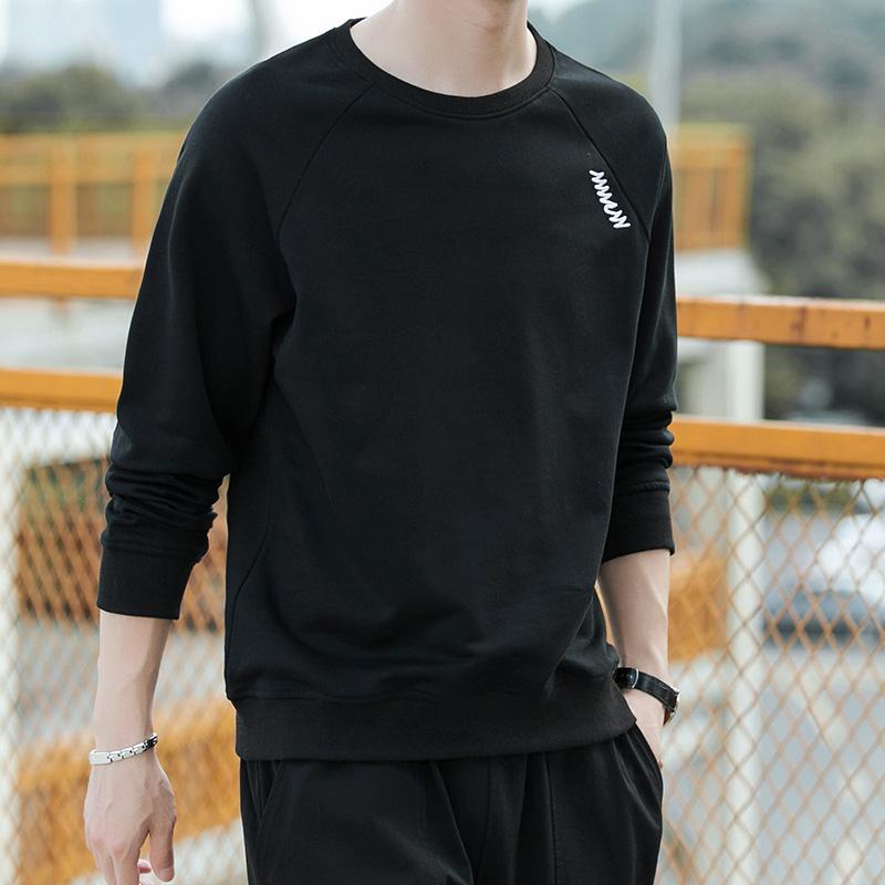 Мужская одежда Англия весна осень круглый вырез пуловер фонарь длинный рукав стиль преппи повседневные спортивные толстовки классические топы XXXL чёрный