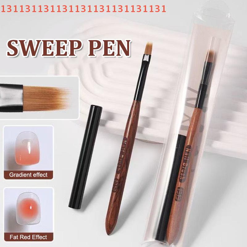 1*Sandalwood UV Gel Polish Nail Art Ombre Painting Pen With Cover Detail Brush Thicken Drawing Brush High Quality Manicure Tool