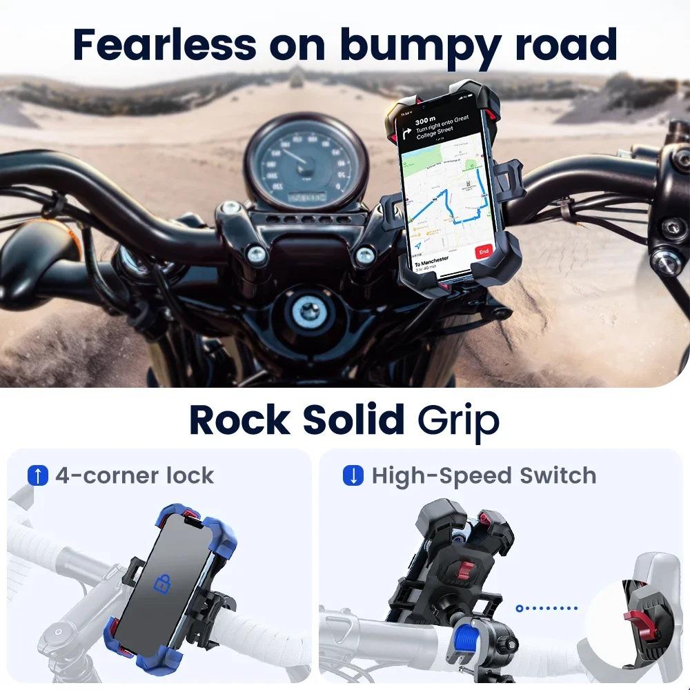 Motorcycle Phone Holder Universal Stand Bicycle Cell Phone Mount for 4.7-7 inch Smartphone Stand Shockproof Cellphone Bracket