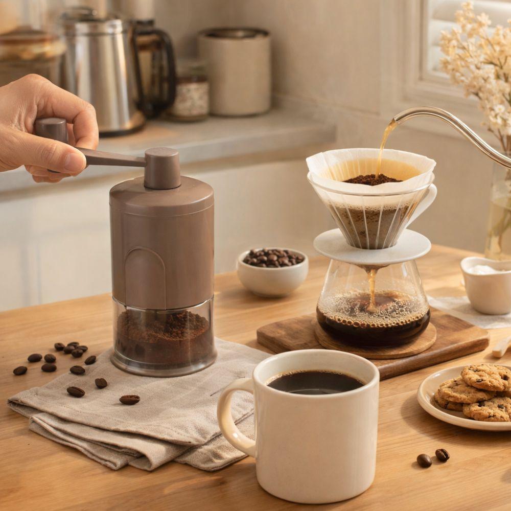 Adjustable Grind Manual Coffee Grinder Clear Powder Container Coffee Bean Grinder  Outdoors Travel