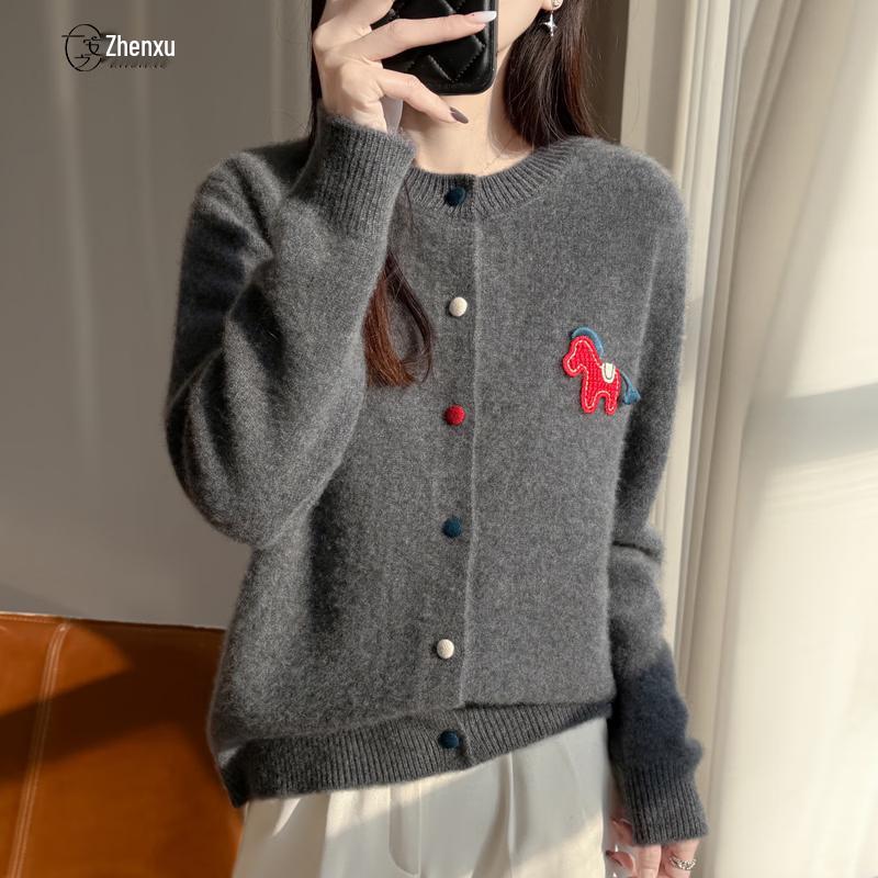 Women's 100% Wool Cartoon Horse Sweater