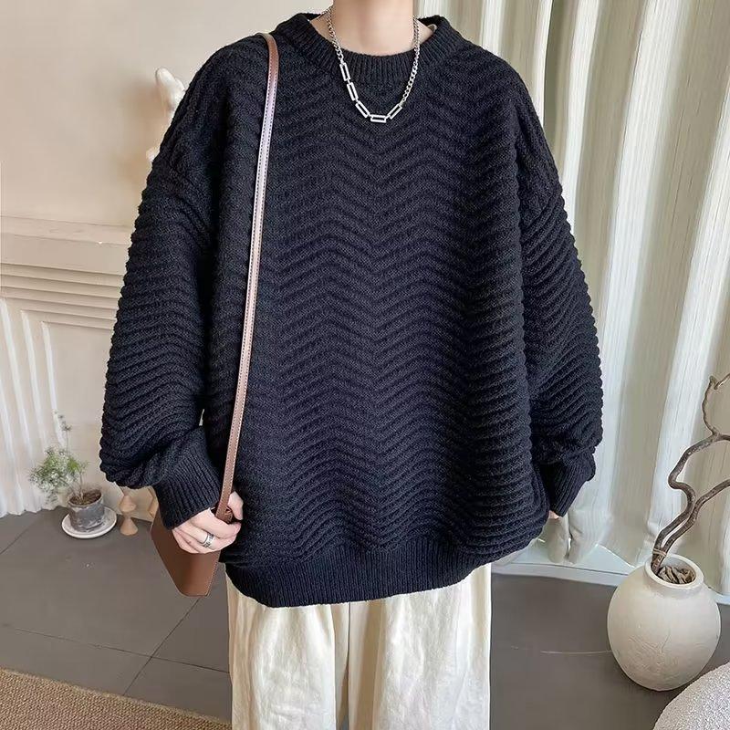Anti-pilling Sweater Male and Female Neutral Autumn and Winter Japanese Lazy Trendy Brand Ruffian Handsome Loose Round Neck Knitted Sweater