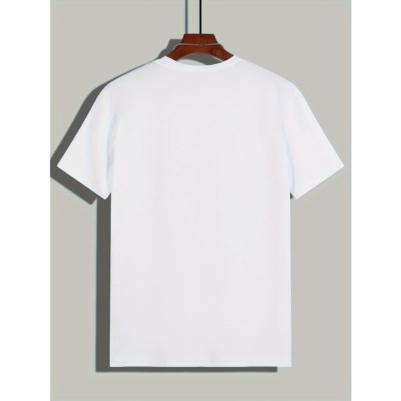 European sizes Men's Trendy Coconut Tree Print Regular Fit T-Shirt, Elastane, Round Neck, Machine Washable - Summer Collection